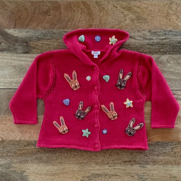 Catimini babymini knit jacket with bunnies 12-18mo